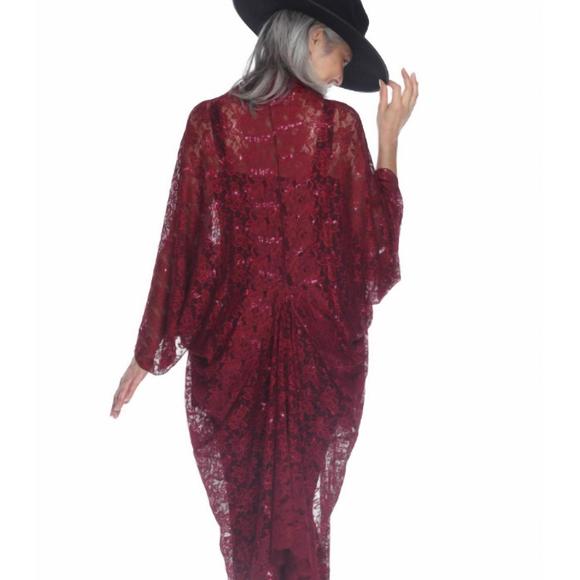 NEW ONE ESSENCE sasha sequin 3-way wrap coverup in burgundy - Picture 2 of 2